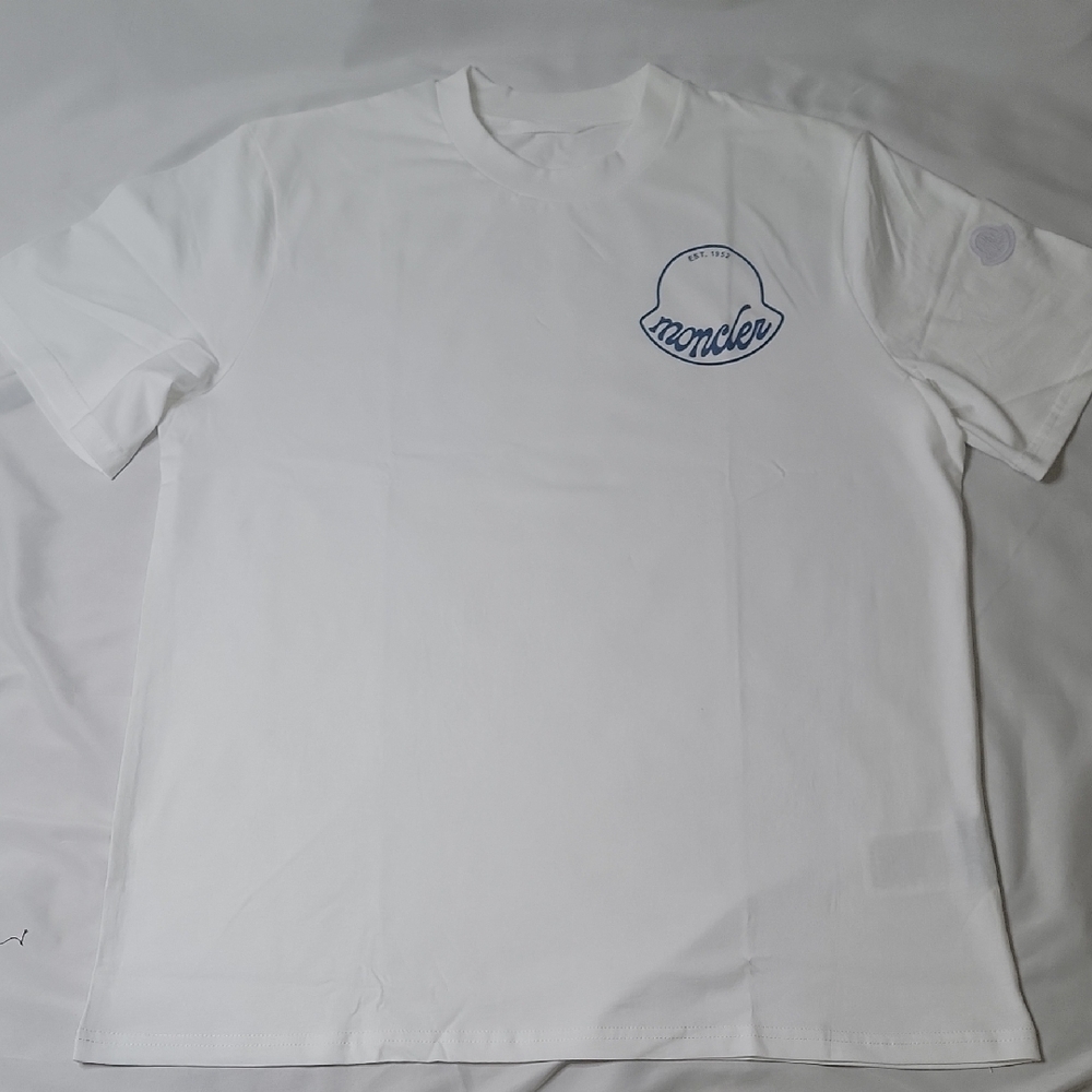 Moncler Logo Patch T-Shirt White Cotton Crewneck Tee Size XL